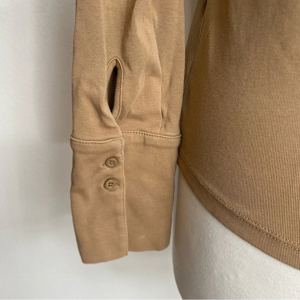 Banana Republic Women Milk Chocolate Collared Ponte Button Top Size Small Casual - Picture 9 of 14